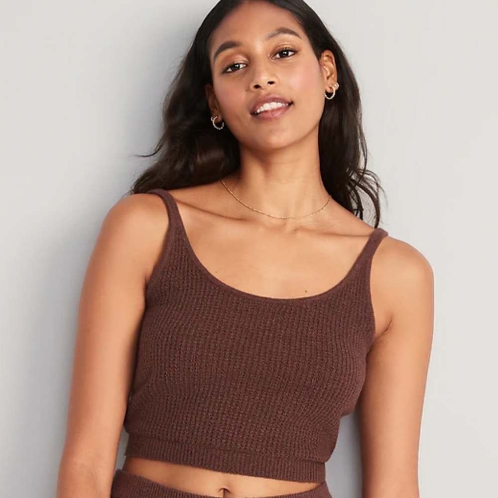 Cropped Waffle-Knit Lounge Cami Tank Top for Women from Old Navy